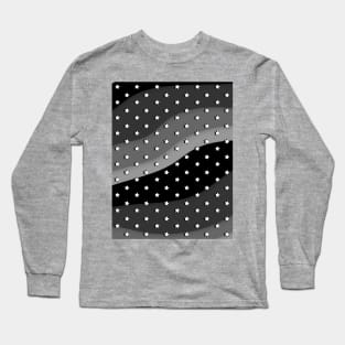 Black and White Waves Retro Aesthetic Stars VSCO stars Long Sleeve T-Shirt